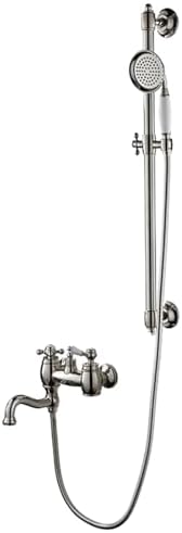 Double-Handled Wall-Mounted Bathtub Shower Faucet Set with 15m Hose Chrome
