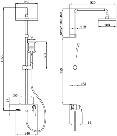 NIEH 3-in-1 Wall-Mounted Shower Faucet Set