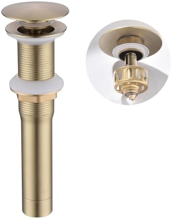 BathroomsGold Pop Up Drainassembly with DetachableStrainerBasket Anti-ClogVessel SinkDrainStopper