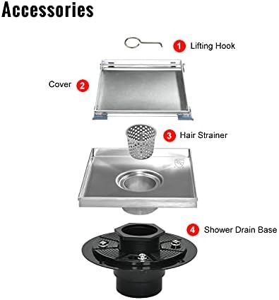 SaniteModar - 6-Inch Stainless Steel Shower Drain with Hair Strainer