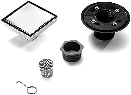 HEATGENE 6-Inch Square Shower Drain with Flat Cover