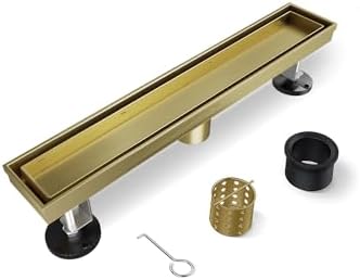 Luxury Gold Linear Shower Drain with 2-in-1 Design
