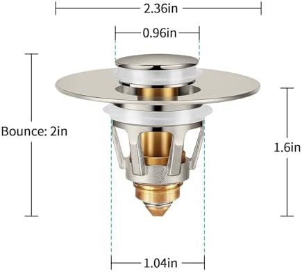 HAPPUP Universal Sink Stopper with Hair Catcher - Brushed Nickel