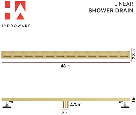 48-Inch Linear Shower Drain - stainless steel with hair strainer