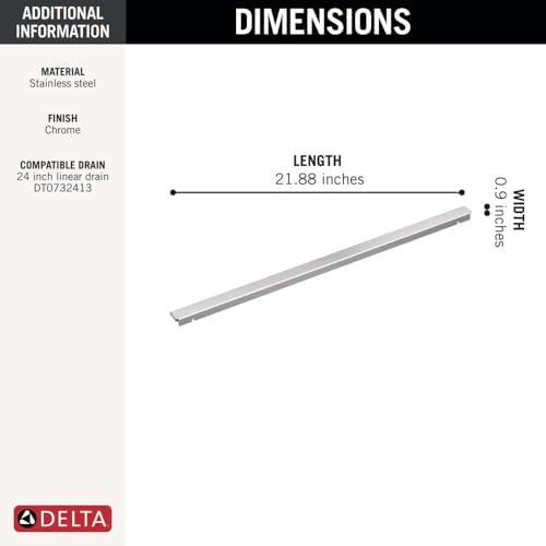 Delta 24-Inch Linear Shower Drain Wall Edge in Chrome