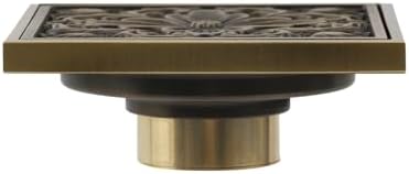 Wealrit 4-inch Square Shower Floor Drain Carved Flower Style
