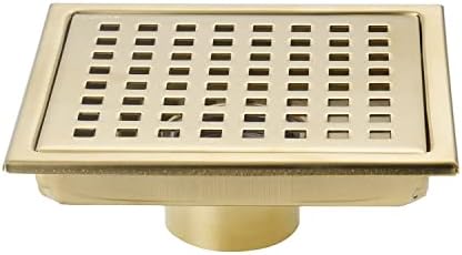 Precious Square Shower Floor Drain Brushed Gold 6 Inch