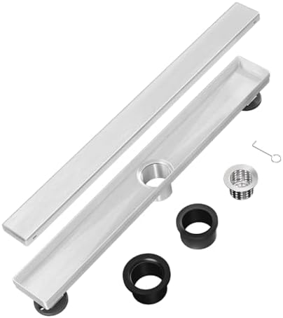 22-Inch Linear Shower Drain with Tile Insert Grate and Hair Strainer