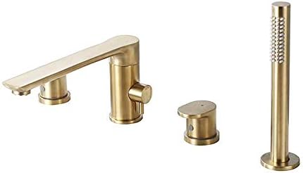 Brass 2 Handle Bathtub Faucet with Handheld Shower and Aerator