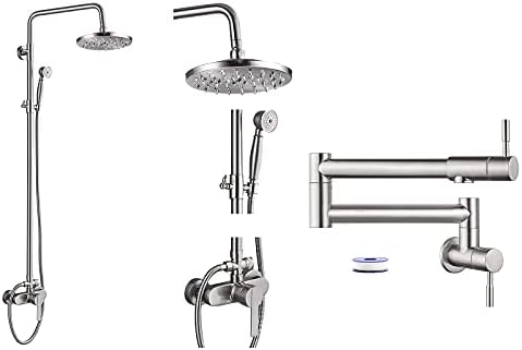 Exposure Pipe 8 Rainfall Faucet Adjustable 100cm-140cm Dual Flow by Heyalan