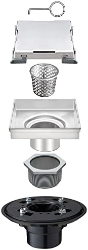 HEATGENE 6-Inch Square Shower Drain with Flat Cover