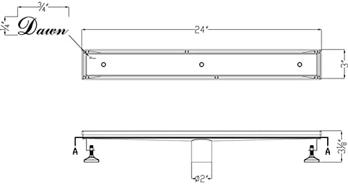 Dawn 304 Stainless Steel Linear Shower Drain 24-Inch Silver
