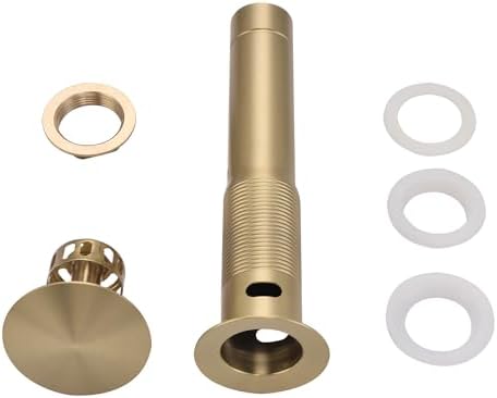 Vessel Sink Drain Kit with Overflow Brushed Gold Stainless Steel