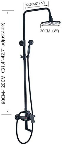 Huin Black Bathtub Shower Set with LED Rain Shower Head and Mixing Faucet
