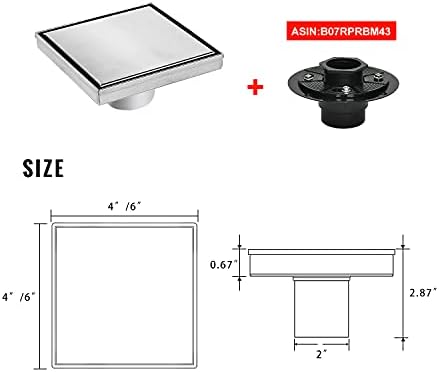 SaniteModar - 6-Inch Stainless Steel Shower Drain with Hair Strainer