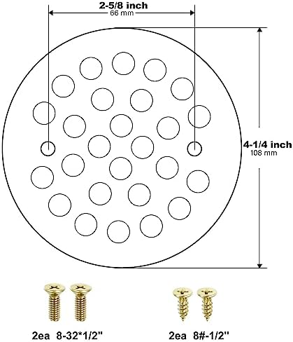 Durable 425-Inch Screw-In Shower Strainer Brushed Gold for Bathroom Enhancements