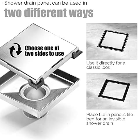 HEATGENE 6-Inch Square Shower Drain with Flat Cover