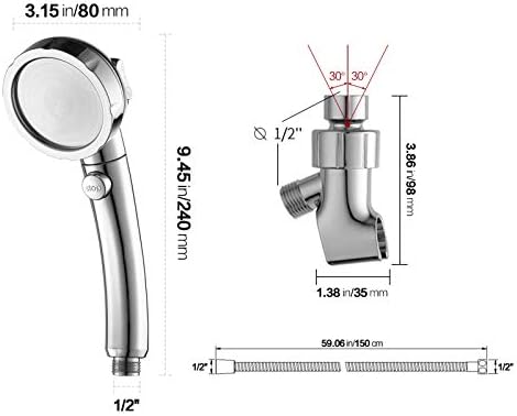 KAIYING Chrome High Pressure Detachable Shower Head with 3 Spray Modes