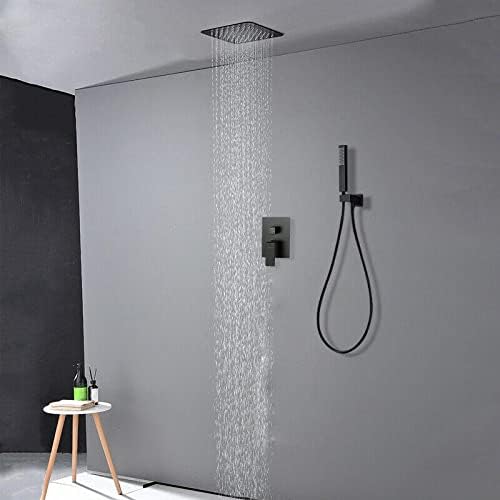 Black Ceiling-mounted Shower System Rainflow with Mixing Head