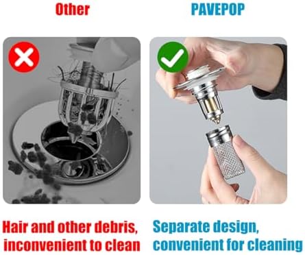 Pavepop 2-Pack Bath Sink Drainer with Hair Catcher