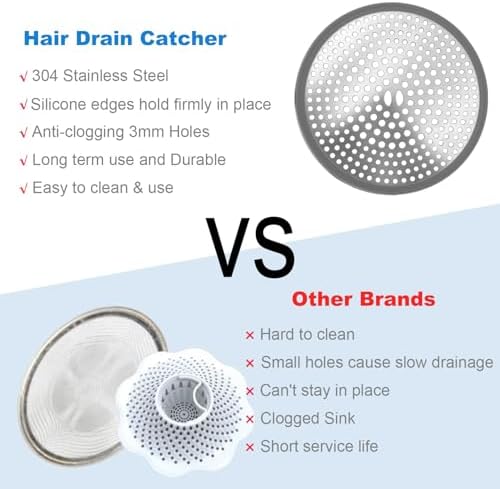 TTRWIN 2-Piece Stainless Steel Drain Protector Hair Catcher