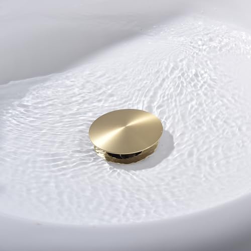 Vessel Sink Drain Kit with Overflow Brushed Gold Stainless Steel