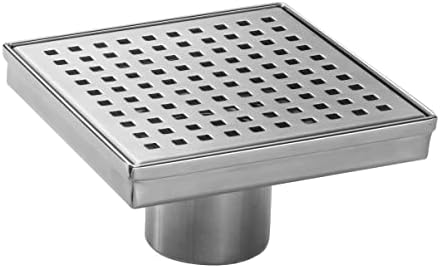 4-inch Square Stainless Steel Shower Drain with Removable Grates