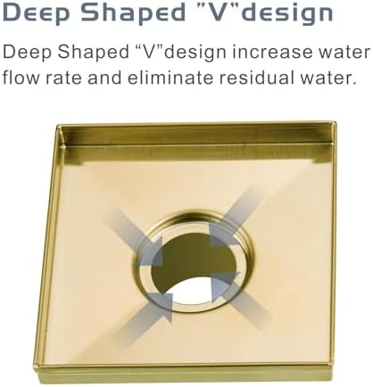 Gold Plated Stainless Steel Shower Drain with Flange for Effortless Drainage