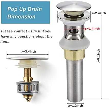 Bathroom Sink Drains 2 Pack Anti-Clogging Stopper
