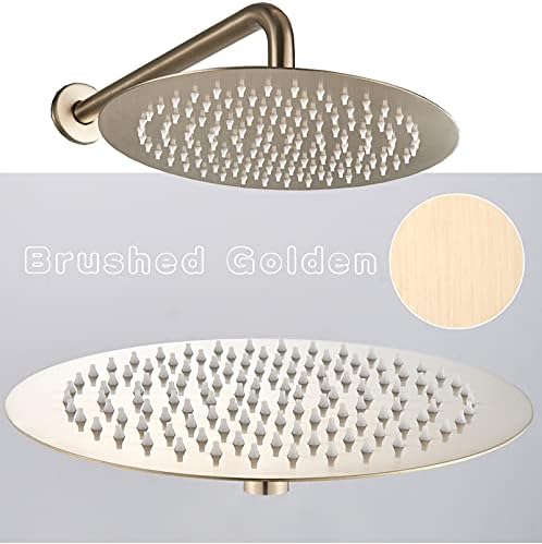 Rain shower system brushed gold bath faucet set with tub spout