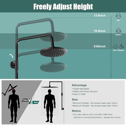 Heyalan Matte Black Shower System