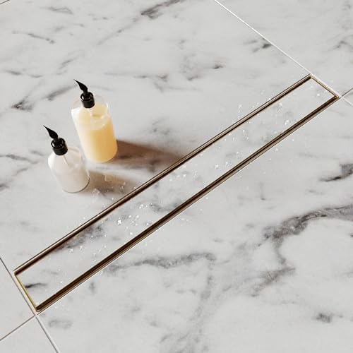 Luxury Gold Linear Shower Drain with 2-in-1 Design