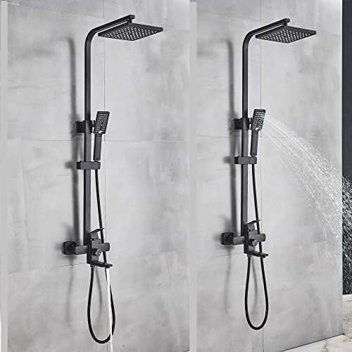 Gougeltd Rainfall Shower Faucet Set Matte Black