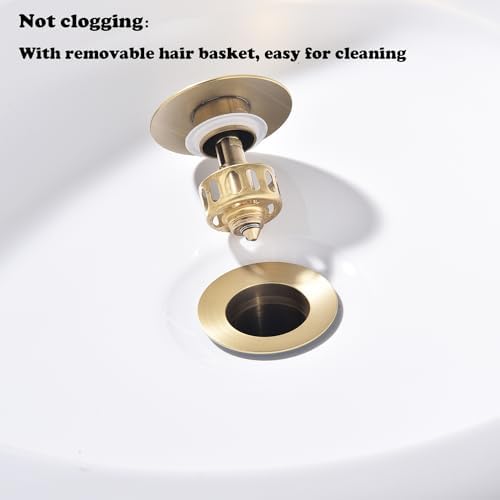 Vessel Sink Drain Kit with Overflow Brushed Gold Stainless Steel