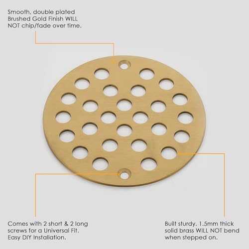 LXLOTUS 4-inch brushed gold shower drain strainer