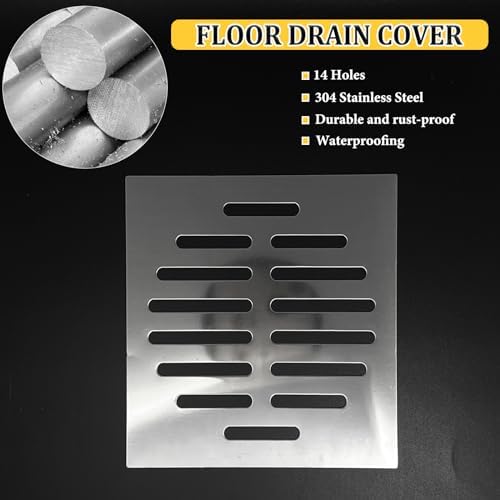 NGeGe 2Pcs 5Inch Square Floor Drain Cover with 14 Holes