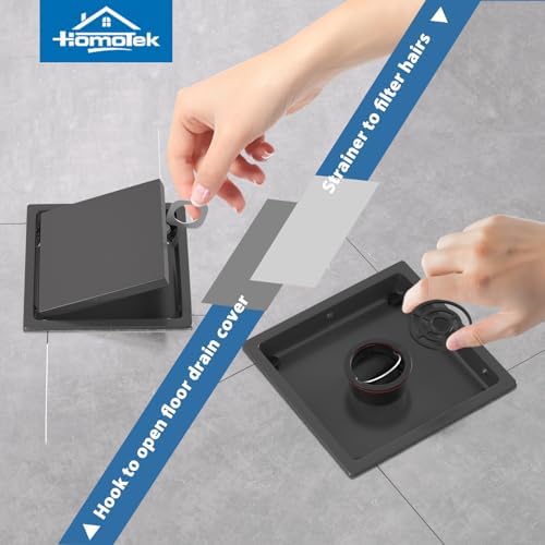 HOMOTEK 6-Inch shower drain square stainless steel