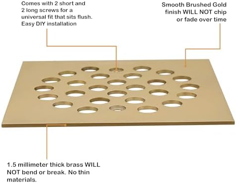 45 Brushed Gold Square Screw-In Drain Cover