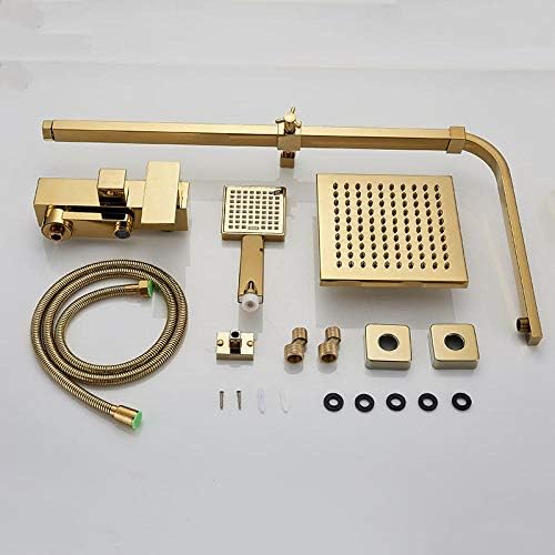 Luxury Gold Brass Bathtub Faucet with 30 Water Saving Rain shower Head Set