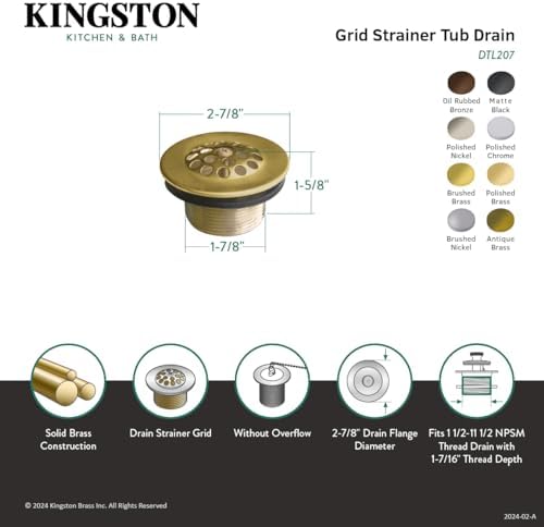 Premium Bath Tub Drain Strainer for 1-12-Inch Drains