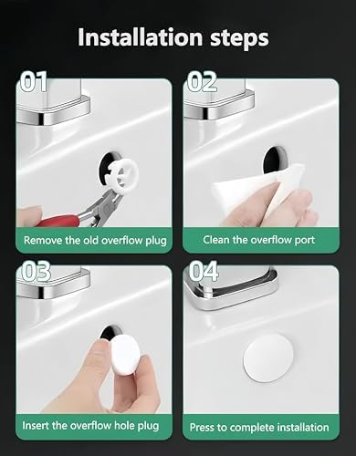 4 Pcs Rubber Sink Overflow Cap for Kitchen and Bathroom