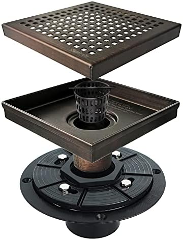 6-Inch Square Shower Drain Oil Rubbed Bronze