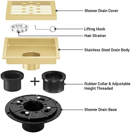 6 Square Shower Drain Kit