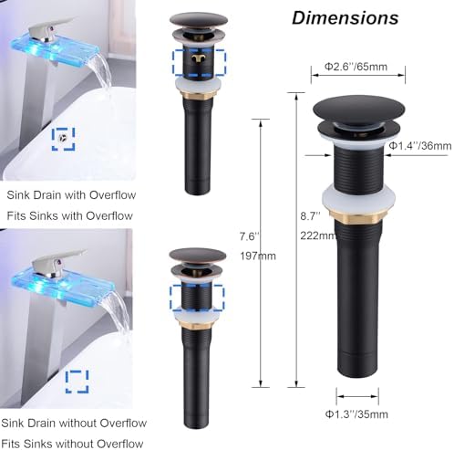 BathroomsGold Pop Up Drainassembly with DetachableStrainerBasket Anti-ClogVessel SinkDrainStopper