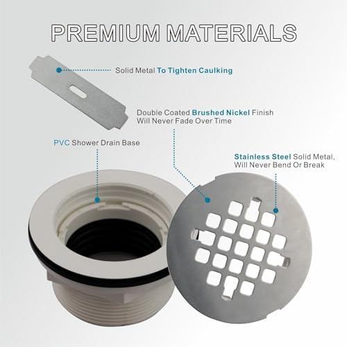 Welsan Brushed Nickel Shower Drain with Cover