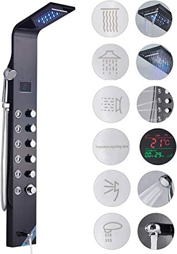 Durable Black LED Massage Shower Head with 6 Handles