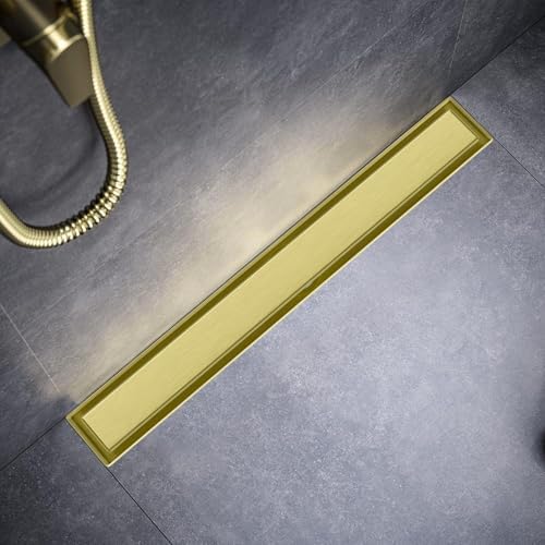 30-Inch Gold Linear Shower Drain Anti-Clog Durable