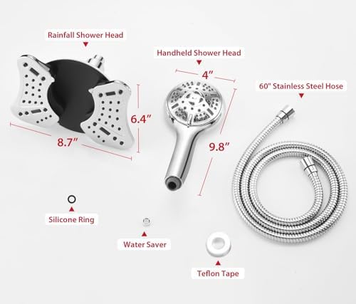GRICH Dual 25GPM Shower Head Combo with 9 Spray Modes Versatile Powerful