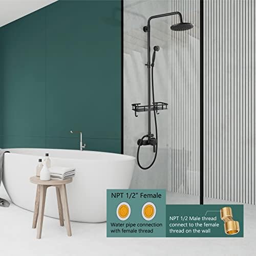 Matte Black Exposed Pipe Adjustable Shower Kit for Bathrooms