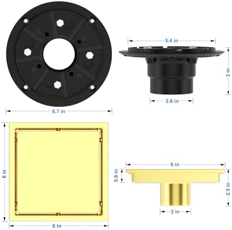 Sturdy 6 Square Shower Drain
